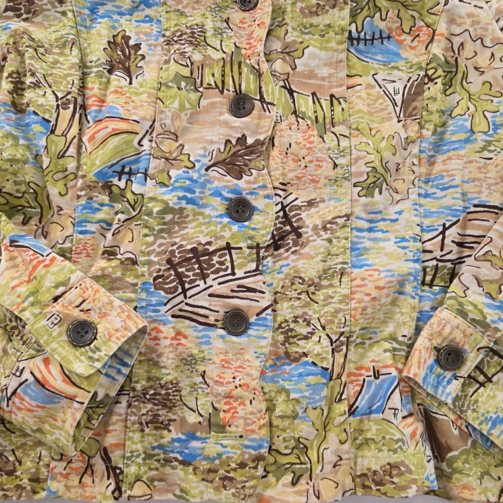 Novelty Scenic Landscape Print Jacket XL 2008 Artsy Teacher Cottagecore 00s - Picture 3 of 8